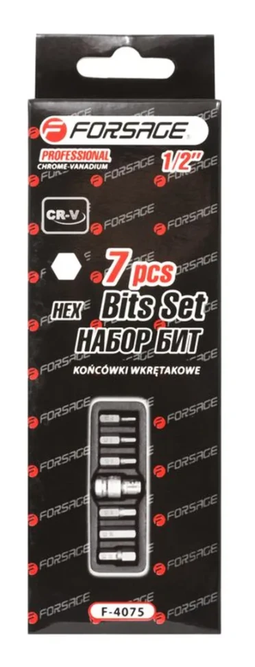 Набор бит HEX с битодержателем,7пр.1/2''(L:30мм,4, 5, 6, 8,10,12мм), в ложементе — фото 2