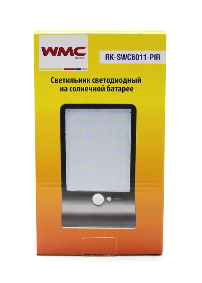 Светильник светодиодный на солнечной батарее с датчиком движения (5.5V,2.5W,18650Li,3.7V,2000mAh,36SMD Led,6500К,раб. время8-10ч,заряд.4-6ч,IP44,180х1 — фото 5