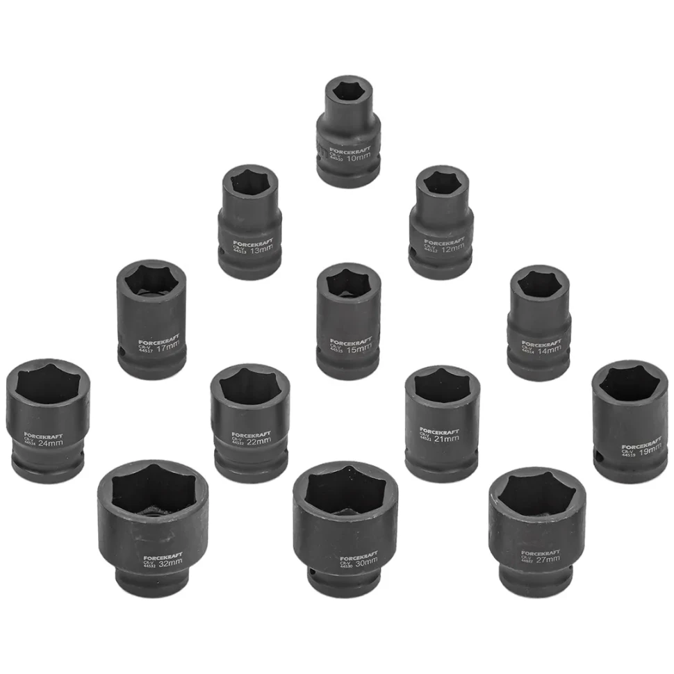 Набор головок ударных 13пр.,1/2''(10, 12-15, 17, 19, 21, 22, 24, 27, 30, 32мм), на пластиковом держателе — фото 3