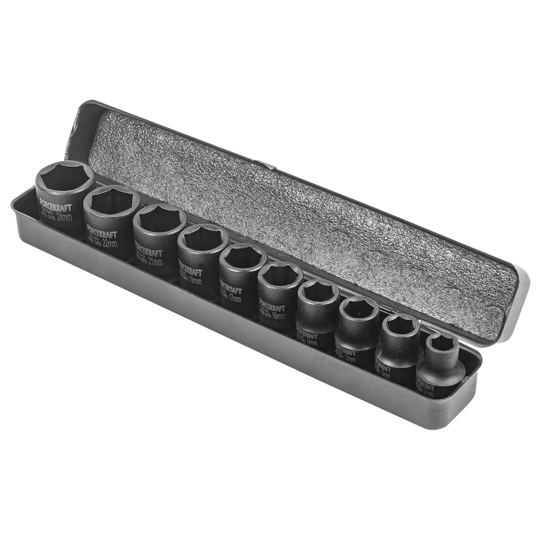Набор головок ударных 10пр.1/2''(6-гран)(10,12,13,14,16,17,19,21,22,24,мм), в металл. кейсе — фото 3