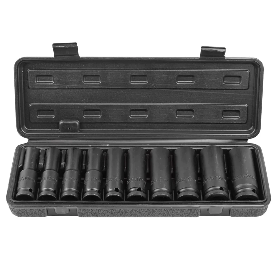 Набор головок ударных глубоких 10пр.,1/2''6гр.(10,12-15,17,19,21,22,24мм), в пластиковом кейсе — фото 2