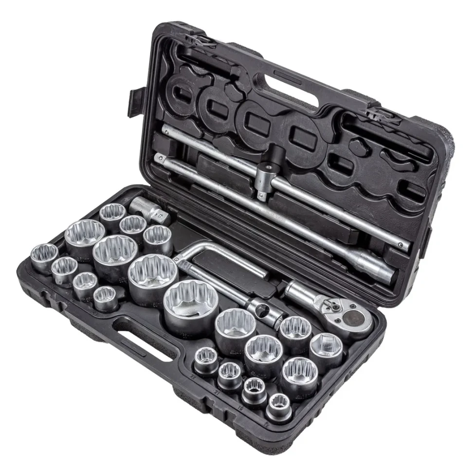 Набор инструментов ударных 26пр, 3/4''1''(12гр.)(17,19,21,22,24,27,30,32,33,34,35,36,36-6гр,38,41,46,50мм,1'':55,60,65мм),в кейсе — фото 3