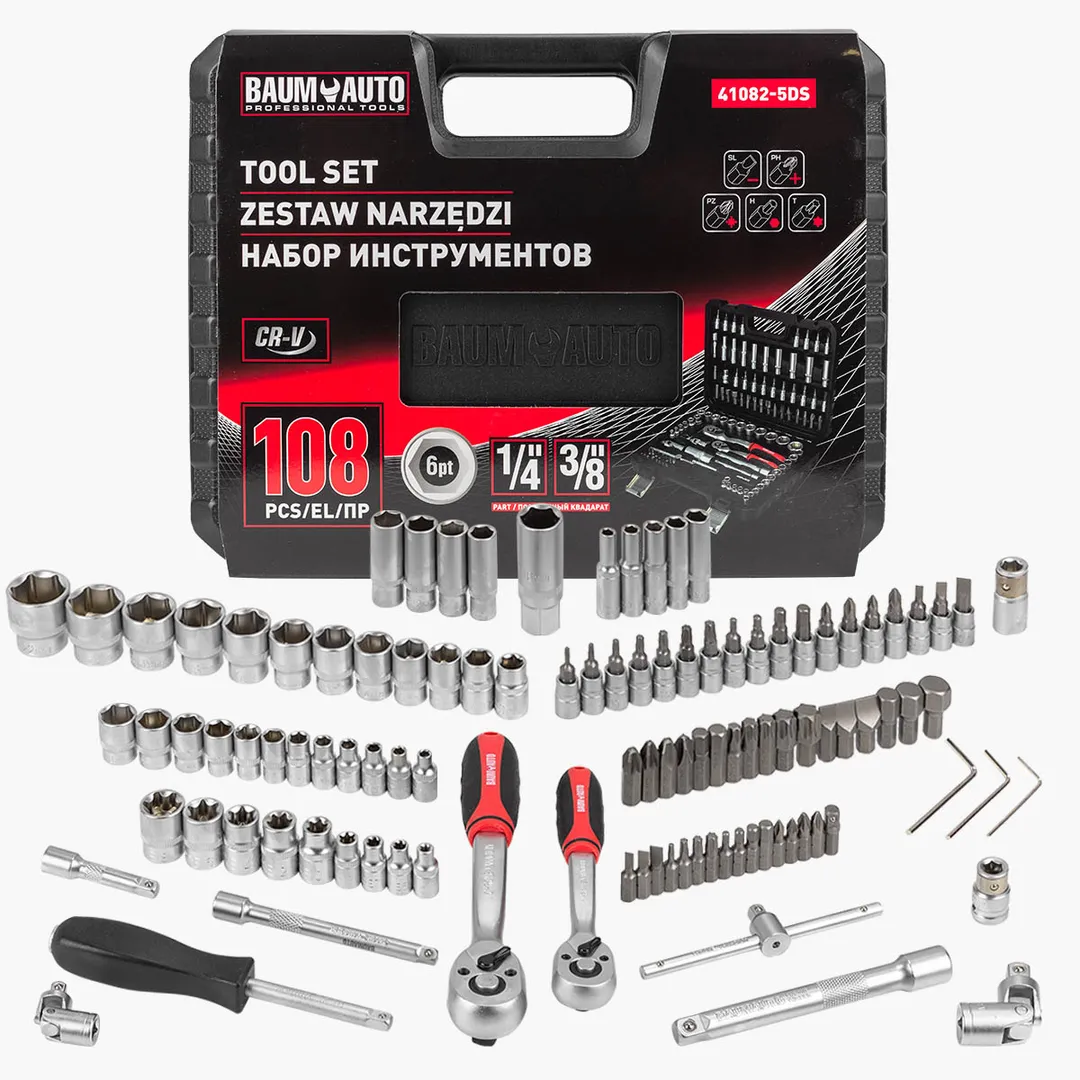 Набор инструментов 108 пр. 1/4''3/8''(6гр.)(4-22мм)