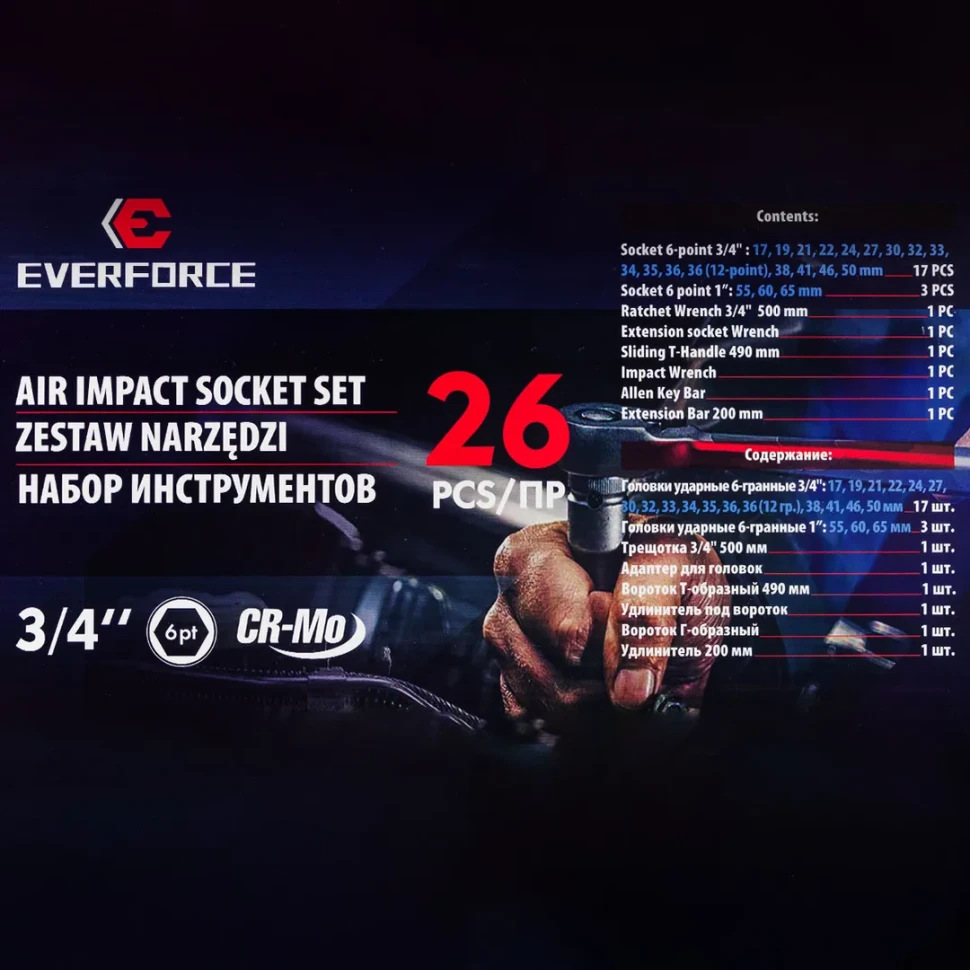 Набор инструментов ударных 26пр. 3/4''(6гр.) — фото 5